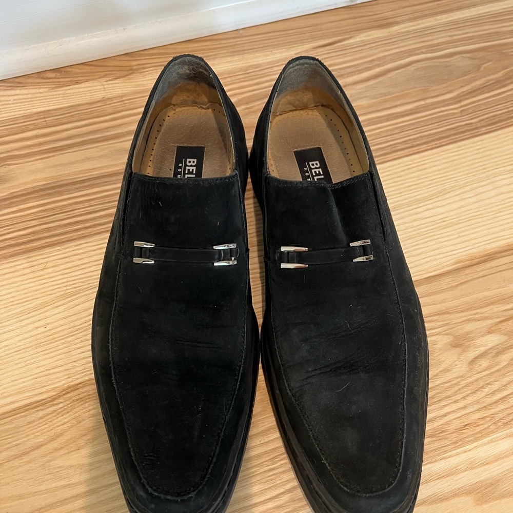 Elegant Black Suede Slip-On Loafers shoes Italian size 43/US 10
